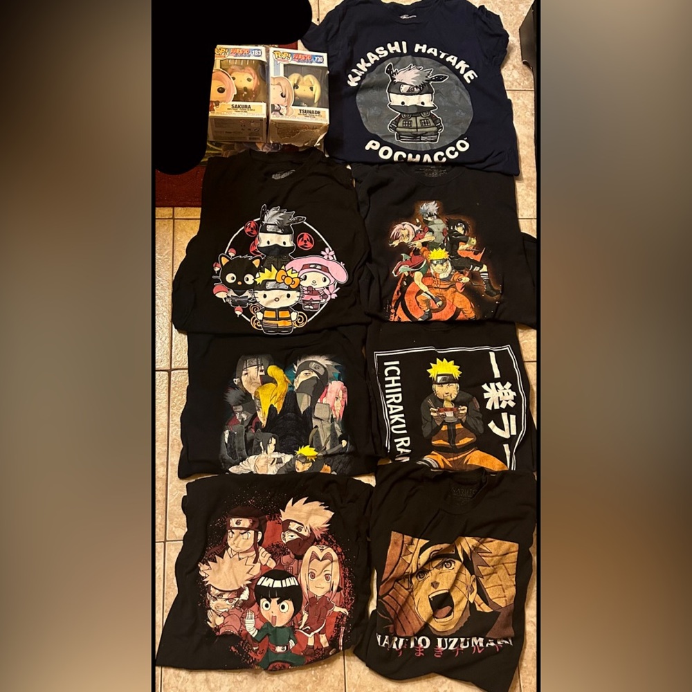 Naruto shirts & funko pop bundle